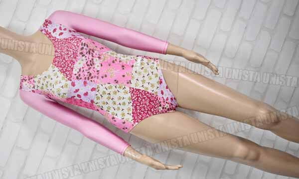 AIRMOVE エアムーブ 女子体操競技 ロングスリーブレオタード パッチワーク柄 ピンク