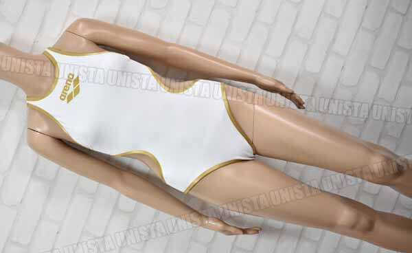 ARENA アリーナ 日本未発売モデル ONE BIGLOGO モノキニ風 ワンピース水着 女子競泳水着 ホワイト ゴールド